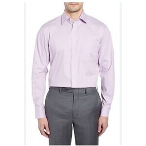 Nordstrom Men's Shop Classic Fit Non Iron Dress Shirt Lavender Size 17 1/2 38